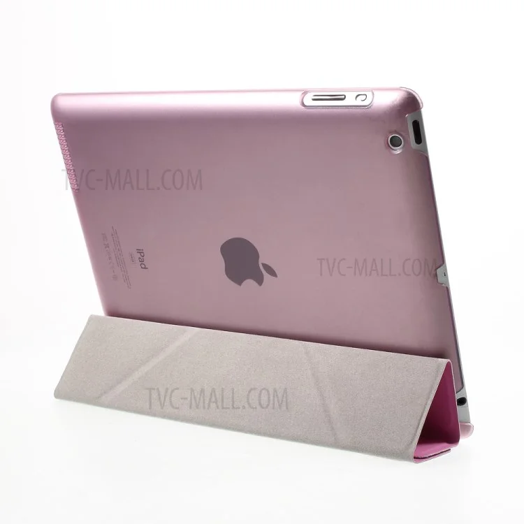 Pink Slim PU Leather Smart Cover with Back Hard Plastic Case for iPad 2 / 3 / 4