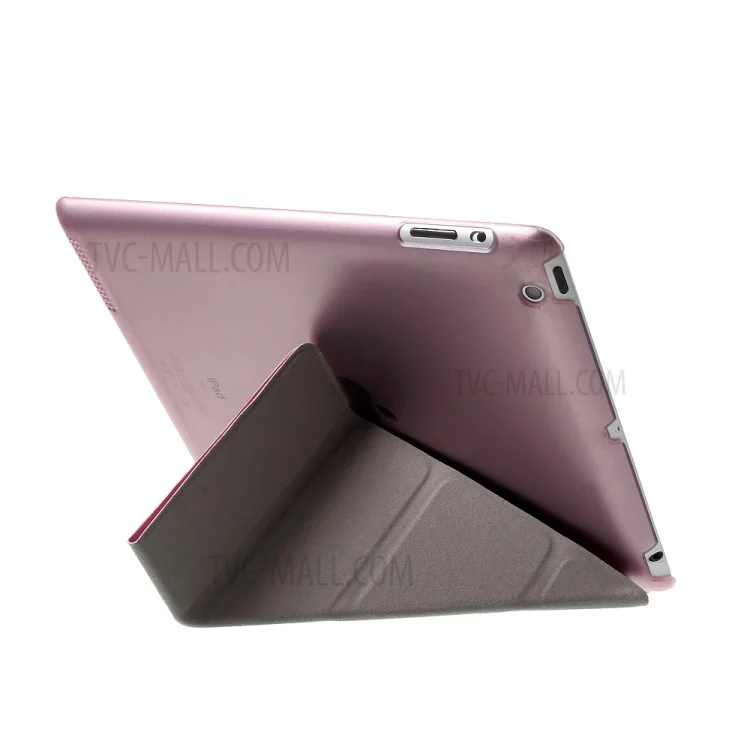 Pink Slim PU Leather Smart Cover with Back Hard Plastic Case for iPad 2 / 3 / 4