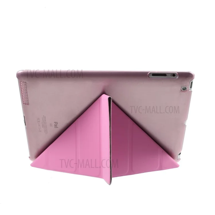 Pink Slim PU Leather Smart Cover with Back Hard Plastic Case for iPad 2 / 3 / 4