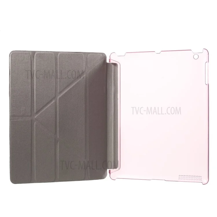 Pink Slim PU Leather Smart Cover with Back Hard Plastic Case for iPad 2 / 3 / 4
