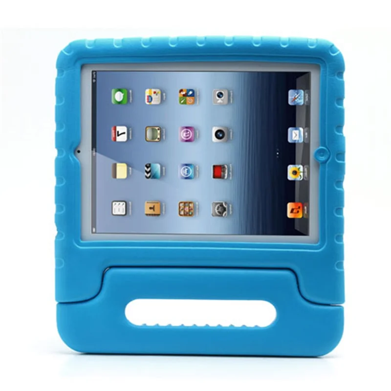 Portable Kids Eco-friendly EVA Foam Case Shell with Handle & Stand for iPad 2 / 3 / 4 - Blue