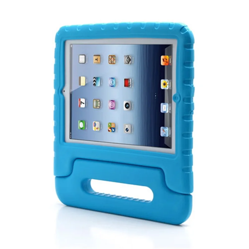Portable Kids Eco-friendly EVA Foam Case Shell with Handle & Stand for iPad 2 / 3 / 4 - Blue