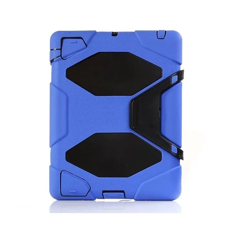 Military Duty PC + Silicone Combo Case w/ Kickstand for iPad 2 3 4 - Deep Blue