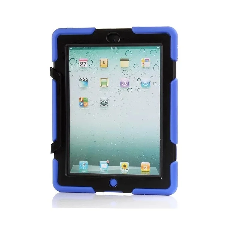 Military Duty PC + Silicone Combo Case w/ Kickstand for iPad 2 3 4 - Deep Blue