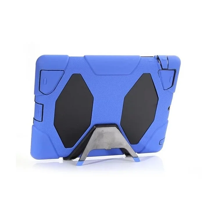 Military Duty PC + Silicone Combo Case w/ Kickstand for iPad 2 3 4 - Deep Blue