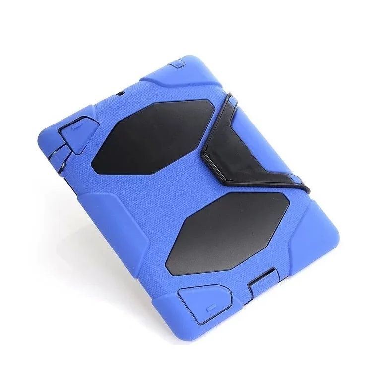 Military Duty PC + Silicone Combo Case w/ Kickstand for iPad 2 3 4 - Deep Blue