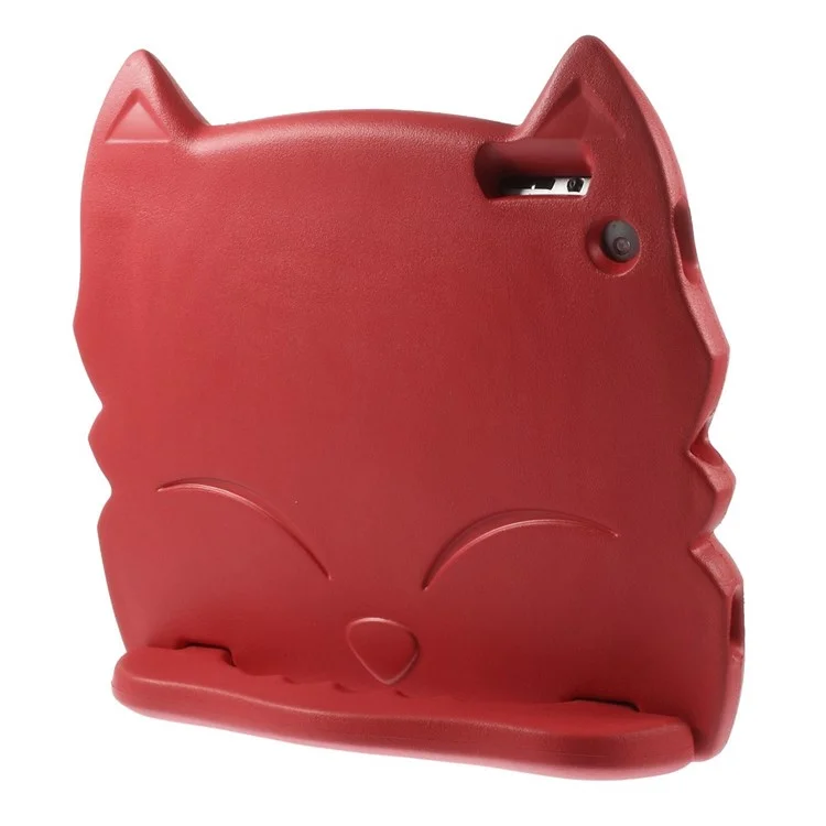 For iPad 2 3 4 Fox Pattern Portable Kids EVA Foam Stand Protective Cover - Red