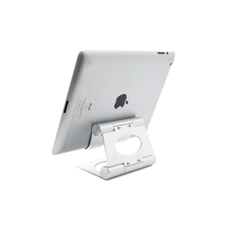 Solid Aluminum Folding Pivot Stand Holder for Apple iPad / Tablet PC / Cell Phone - Silver