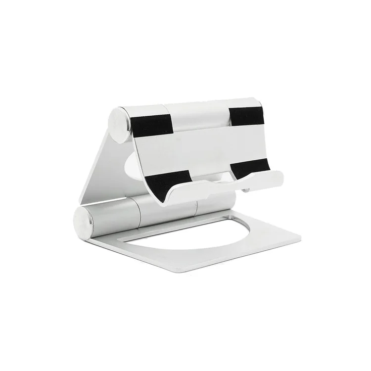 Solid Aluminum Folding Pivot Stand Holder for Apple iPad / Tablet PC / Cell Phone - Silver