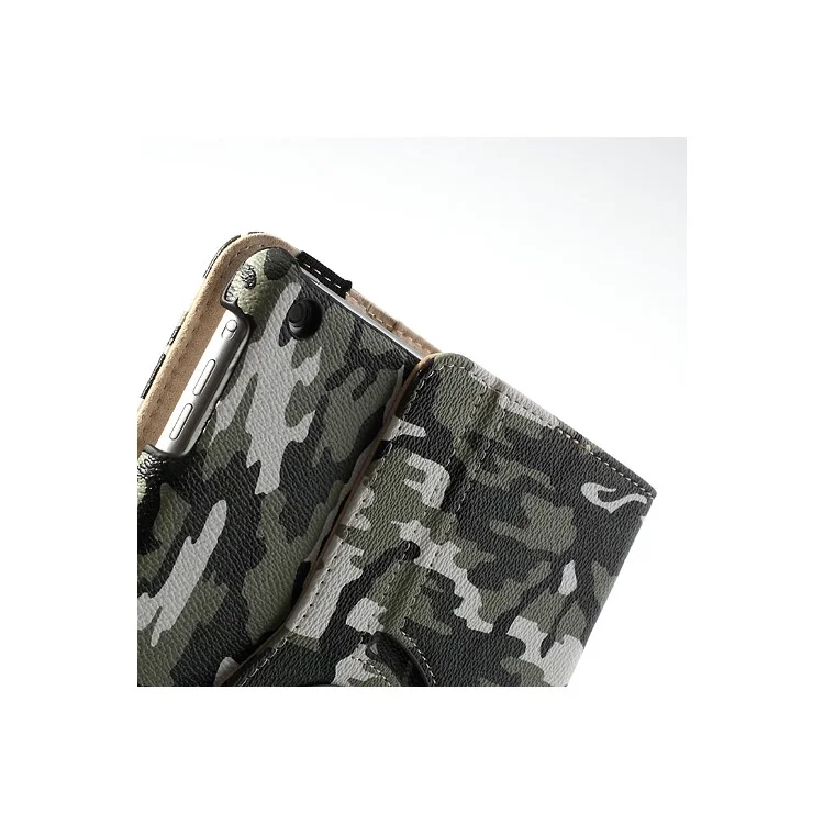 Camouflage Design 360 Swivel Stand for iPad Air Smart Leather Case - Green