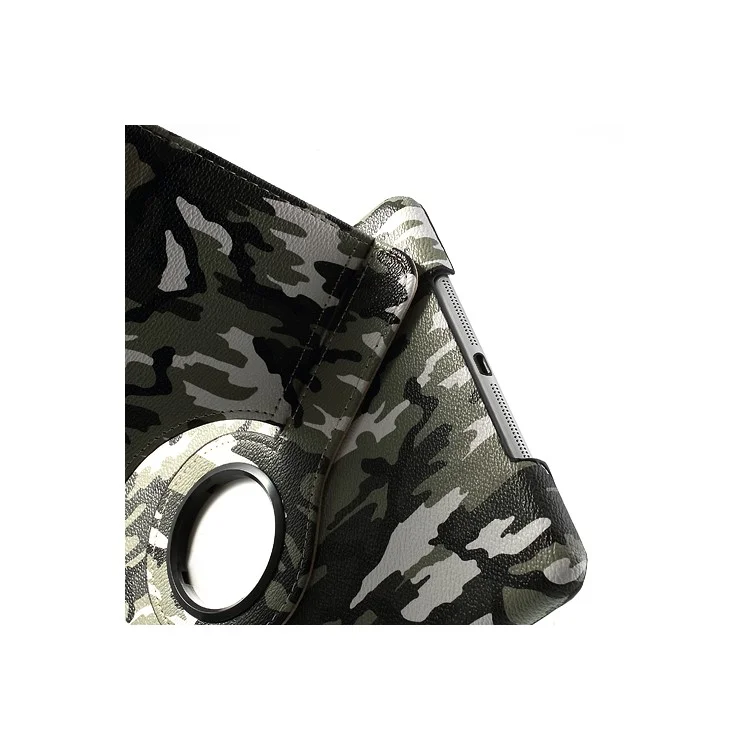 Camouflage Design 360 Swivel Stand for iPad Air Smart Leather Case - Green