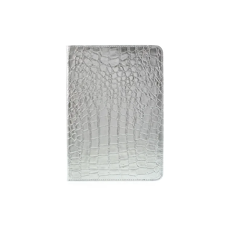 360 Degree Rotary Stand Crocodile Smart Awakening Leather Skin Case for iPad Air - Silver
