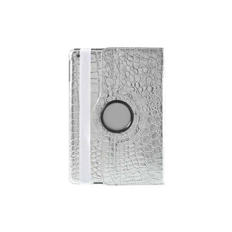 360 Degree Rotary Stand Crocodile Smart Awakening Leather Skin Case for iPad Air - Silver