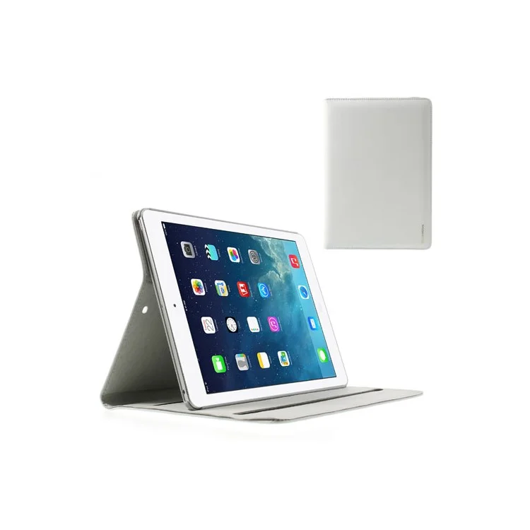 White Doormoon Genuine Leather Smart Cover w/ Stand for iPad Air 5