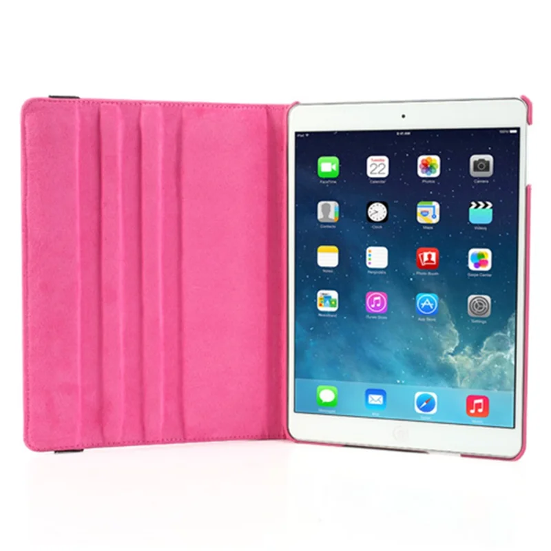 360 Degree Rotating Litchi Leather Stand Cover for iPad Air - Rose