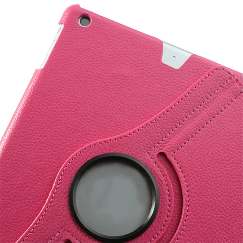 360 Degree Rotating Litchi Leather Stand Cover for iPad Air - Rose