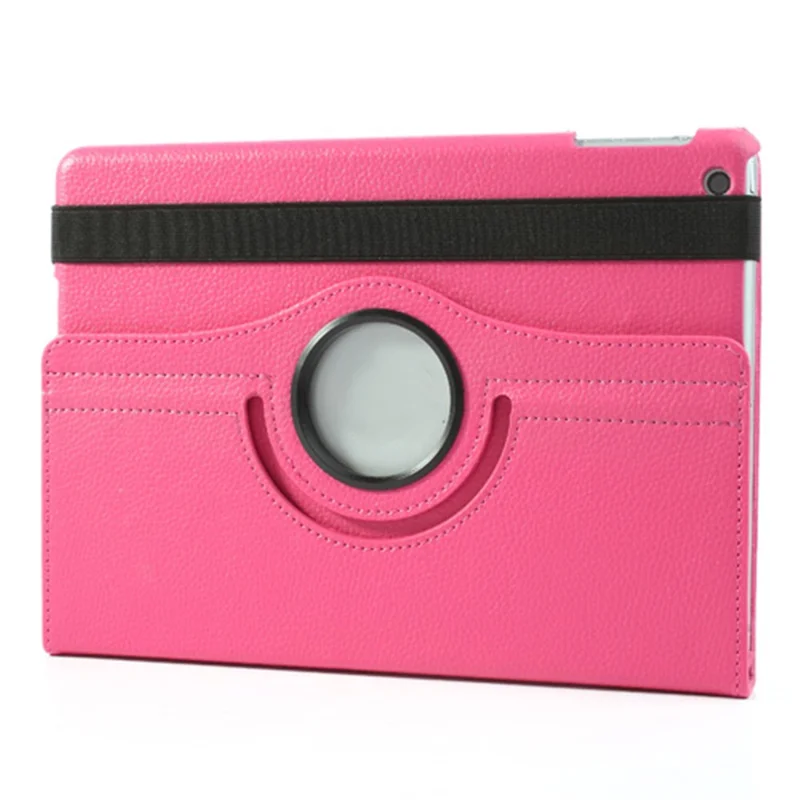 360 Degree Rotating Litchi Leather Stand Cover for iPad Air - Rose