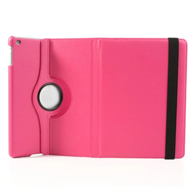 360 Degree Rotating Litchi Leather Stand Cover for iPad Air - Rose
