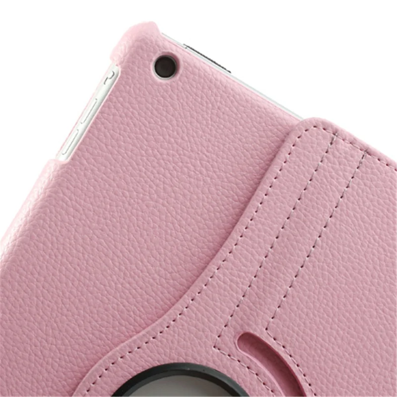 360 Degree Rotating Litchi Leather Protective Case for iPad Air - Pink