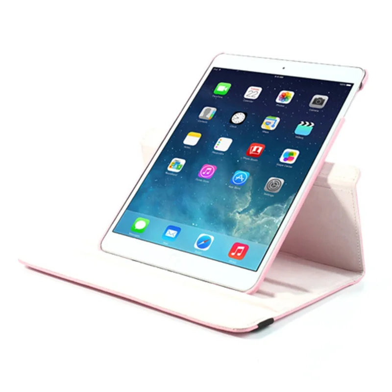 360 Degree Rotating Litchi Leather Protective Case for iPad Air - Pink