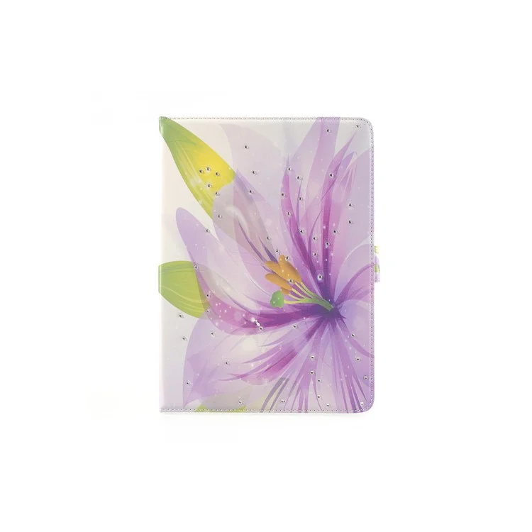 Sparkling Rhinestone Purple Blossom Smart Awakening Leather Case for iPad Air 5
