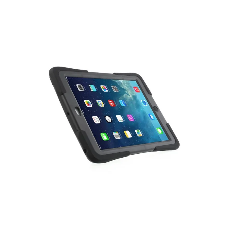 Three Pieces Snap-on Rugged Plastic & Silicone Hybrid Case for iPad Air - Black