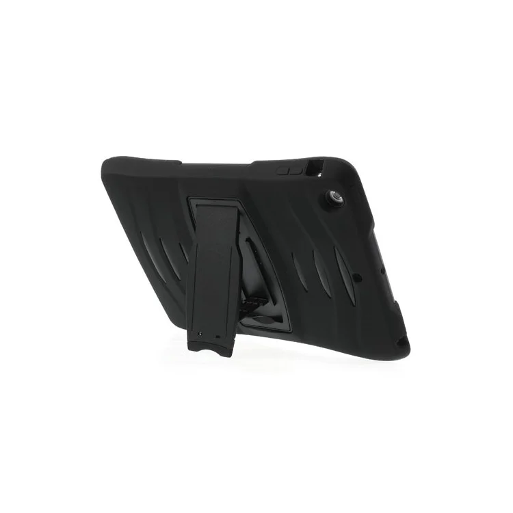 Three Pieces Snap-on Rugged Plastic & Silicone Hybrid Case for iPad Air - Black
