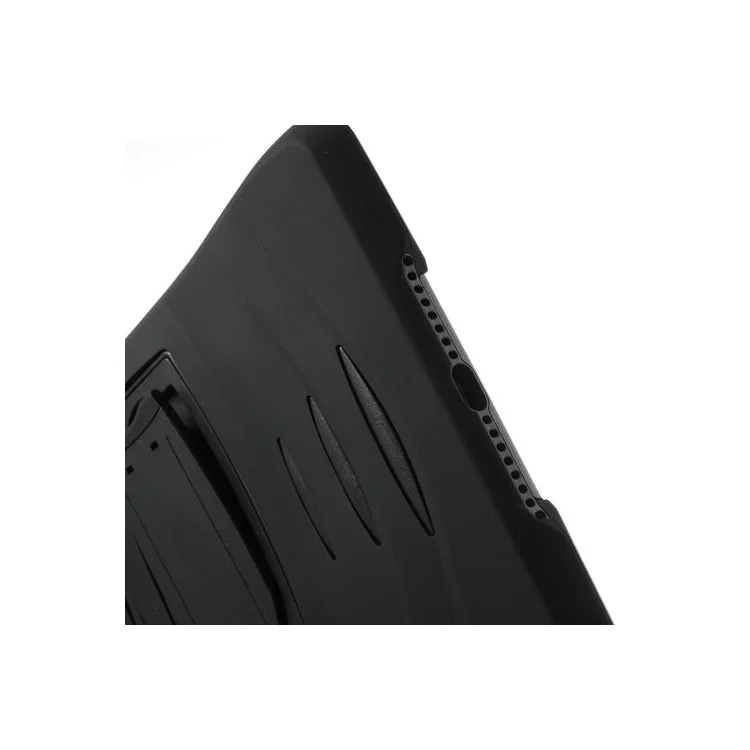Three Pieces Snap-on Rugged Plastic & Silicone Hybrid Case for iPad Air - Black