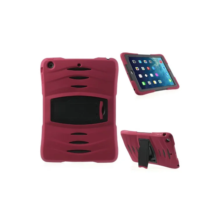 Three Pieces Snap-on Rugged Plastic & Silicone Hybrid Shell for iPad Air - Black / Red