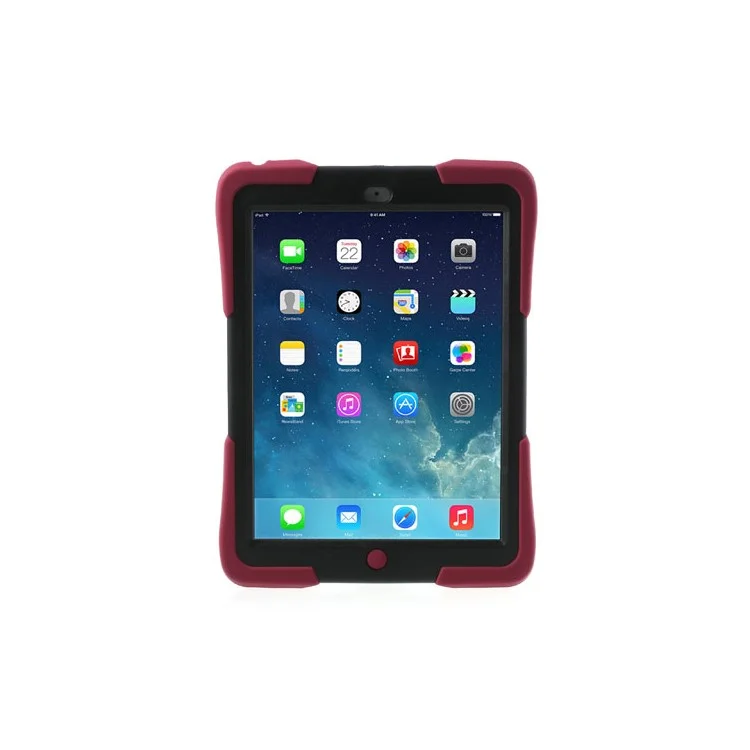 Three Pieces Snap-on Rugged Plastic & Silicone Hybrid Shell for iPad Air - Black / Red