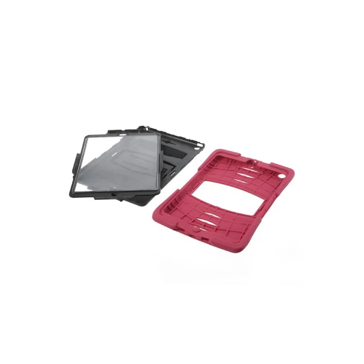 Three Pieces Snap-on Rugged Plastic & Silicone Hybrid Shell for iPad Air - Black / Red