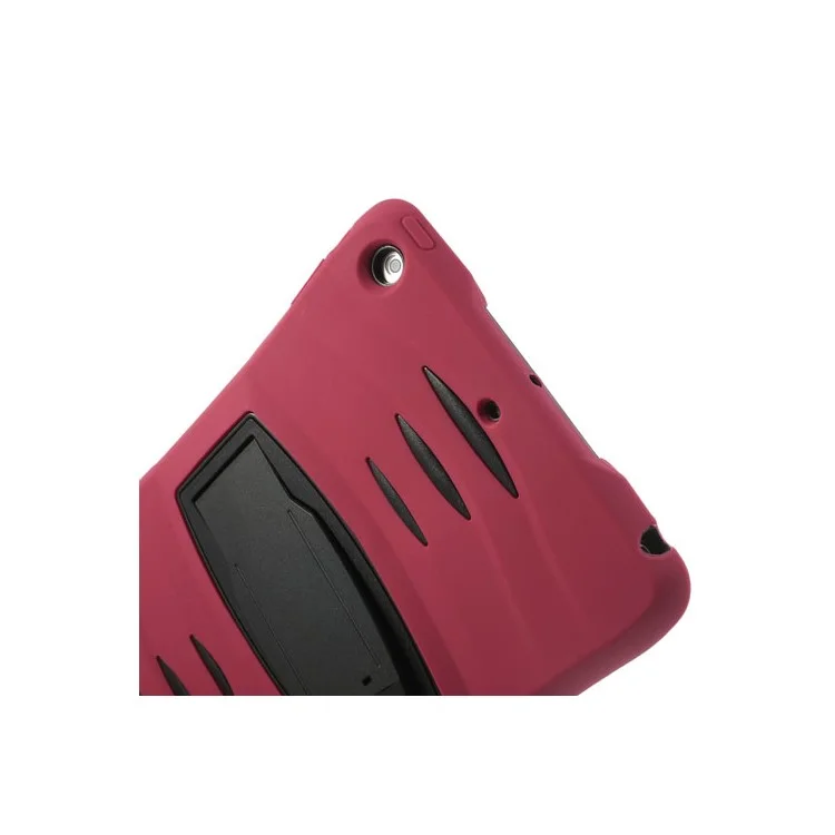 Three Pieces Snap-on Rugged Plastic & Silicone Hybrid Shell for iPad Air - Black / Red