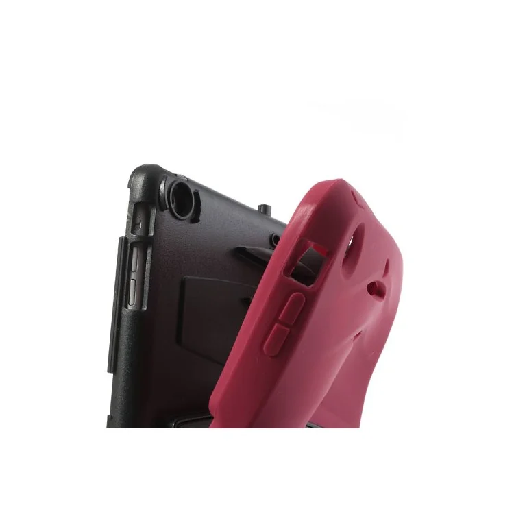 Three Pieces Snap-on Rugged Plastic & Silicone Hybrid Shell for iPad Air - Black / Red