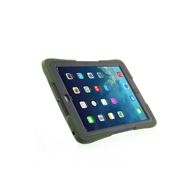 Three Pieces Snap-on Rugged Plastic & Silicone Combo Cover for iPad Air - Black / Army Green