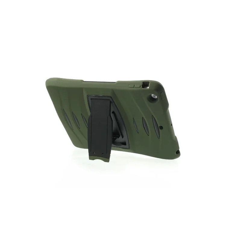 Three Pieces Snap-on Rugged Plastic & Silicone Combo Cover for iPad Air - Black / Army Green
