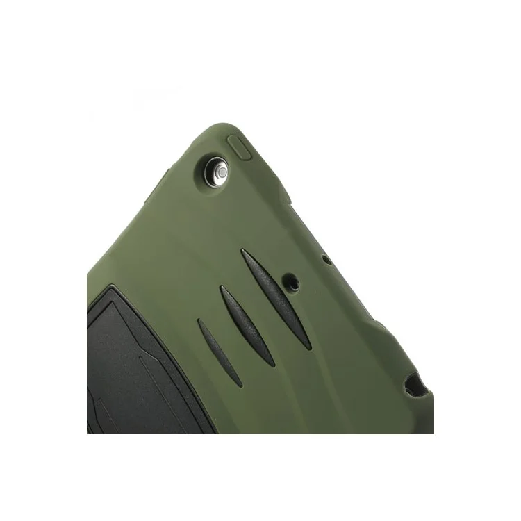 Three Pieces Snap-on Rugged Plastic & Silicone Combo Cover for iPad Air - Black / Army Green