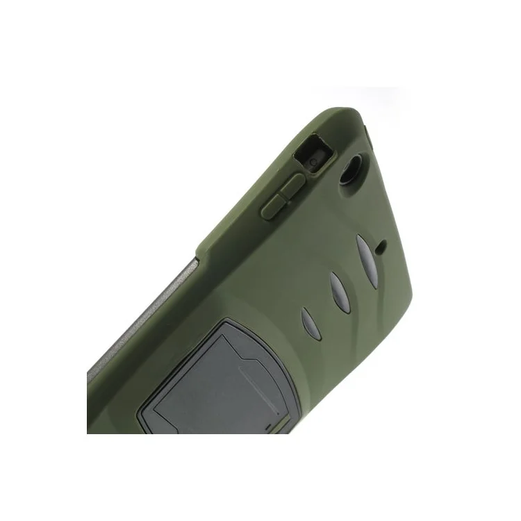 Three Pieces Snap-on Rugged Plastic & Silicone Combo Cover for iPad Air - Black / Army Green