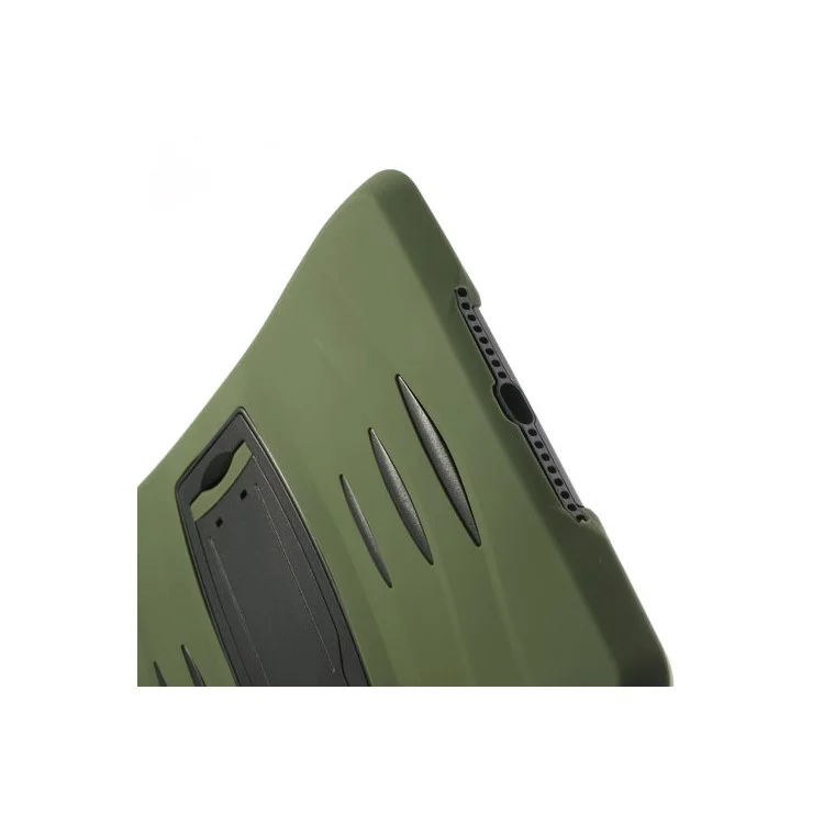 Three Pieces Snap-on Rugged Plastic & Silicone Combo Cover for iPad Air - Black / Army Green