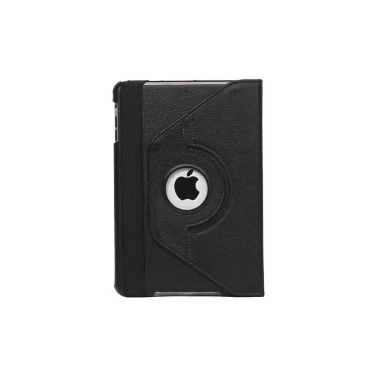 360 Degree Rotary Leather Case with Elastic Strap for iPad Mini - Black