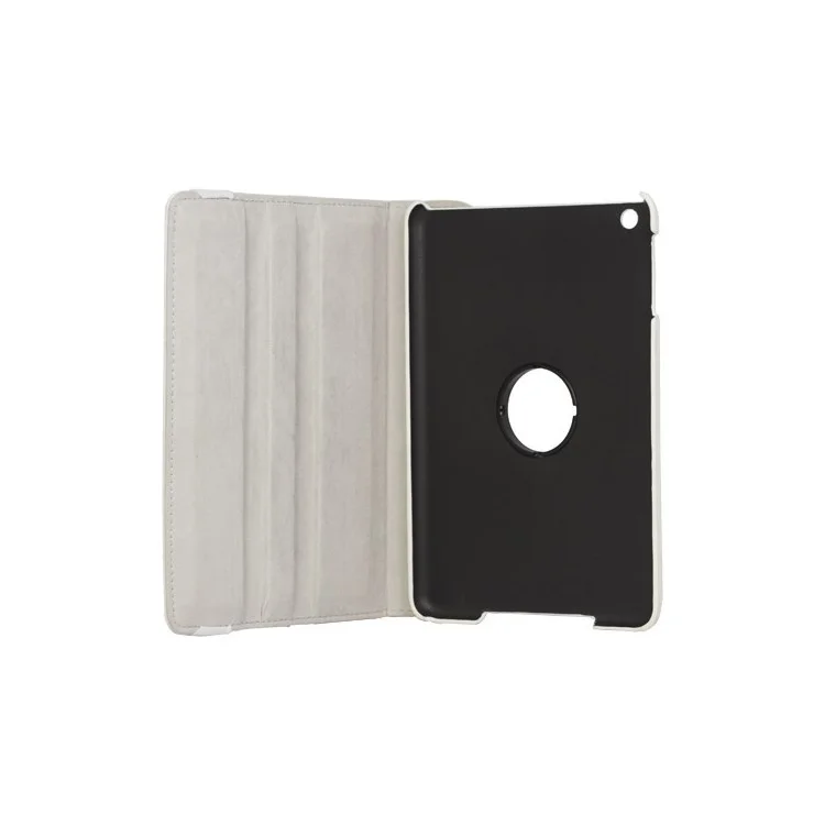 360 Degree Rotary iPad Mini Leather Case with Elastic Strap - White