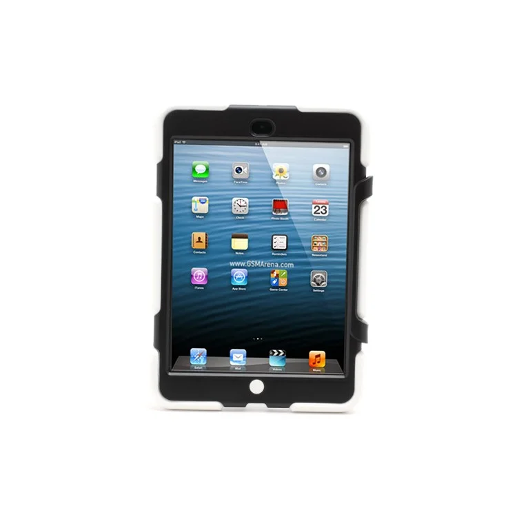 Survivor Military Duty Silicone & PC Hybrid Hard Case for iPad Mini with Stand - Black / White
