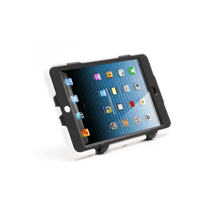 Survivor Military Duty Silicone & PC Hybrid Hard Case for iPad Mini with Stand - Black / White