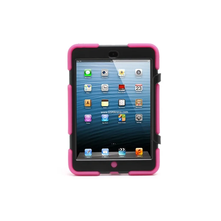 Survivor Military Duty Silicone & PC Hybrid Hard Cover for iPad Mini with Stand - Black / Rose