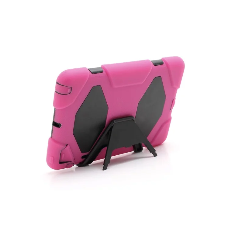 Survivor Military Duty Silicone & PC Hybrid Hard Cover for iPad Mini with Stand - Black / Rose