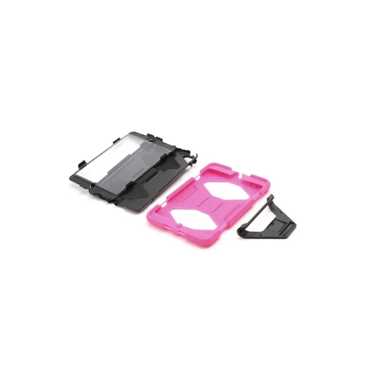 Survivor Military Duty Silicone & PC Hybrid Hard Cover for iPad Mini with Stand - Black / Rose