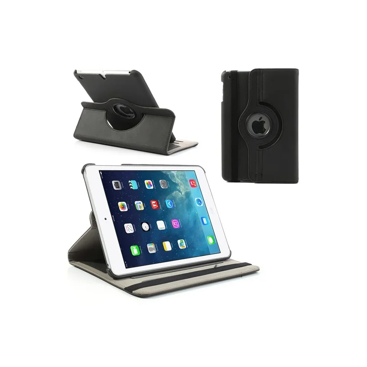 Black Cloth Leather Case for iPad mini / iPad mini 2 (Retina), 360 Degree Rotary & Card Slots