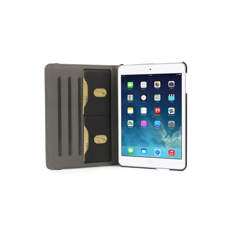 Black Cloth Leather Case for iPad mini / iPad mini 2 (Retina), 360 Degree Rotary & Card Slots