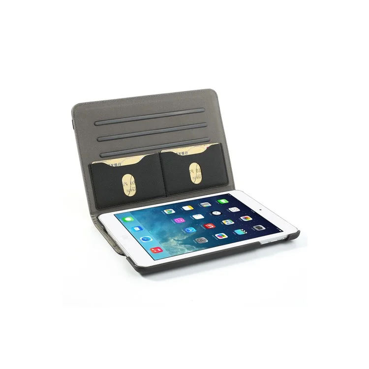Black Cloth Leather Case for iPad mini / iPad mini 2 (Retina), 360 Degree Rotary & Card Slots
