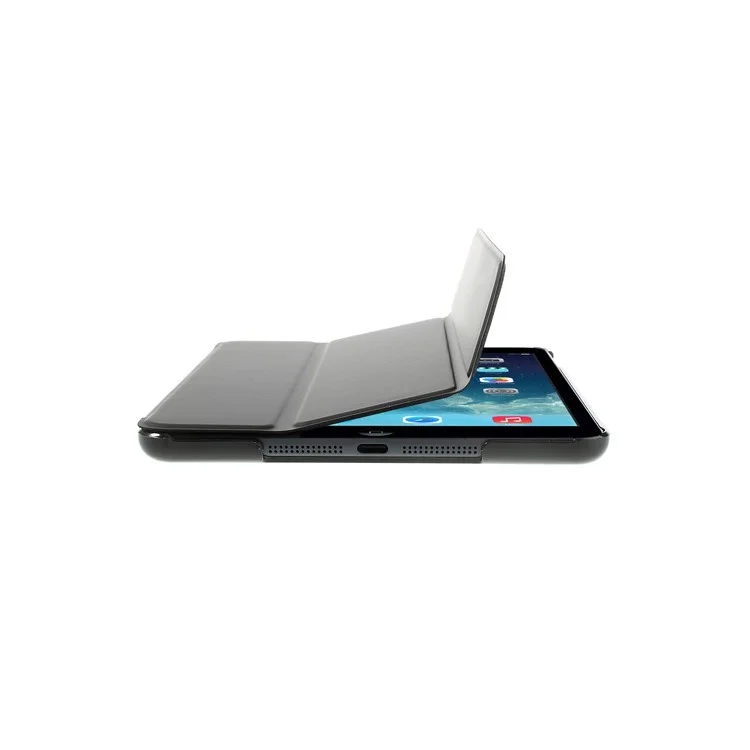Black Folio Tri-fold Smart Leather Cover + PC Back Case for iPad mini / iPad mini 2 with Retina Display