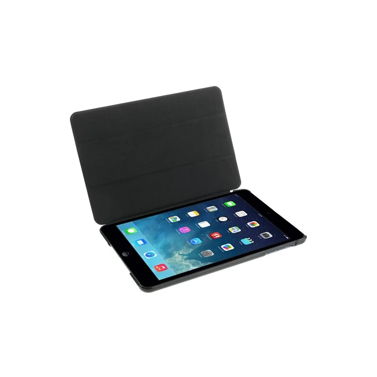 Black Folio Tri-fold Smart Leather Cover + PC Back Case for iPad mini / iPad mini 2 with Retina Display
